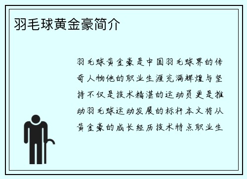 羽毛球黄金豪简介